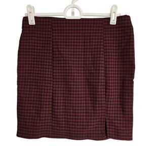 NEW NWT Originality Red & Black Checkered Mini Skirt w/ Front Slit | Size Small